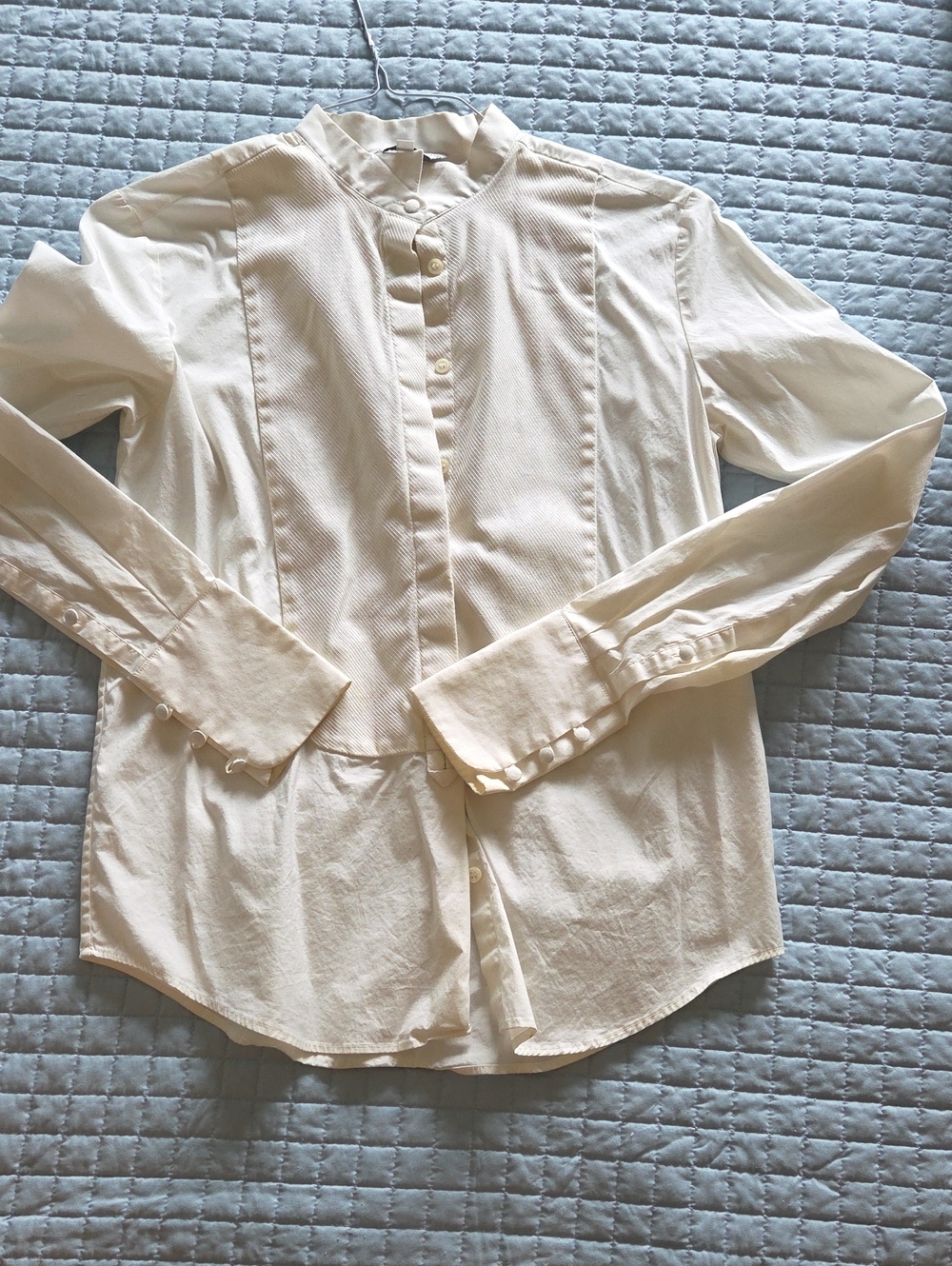 & Other Stories Cream Button-Up Blouse with Mandarin Collar
